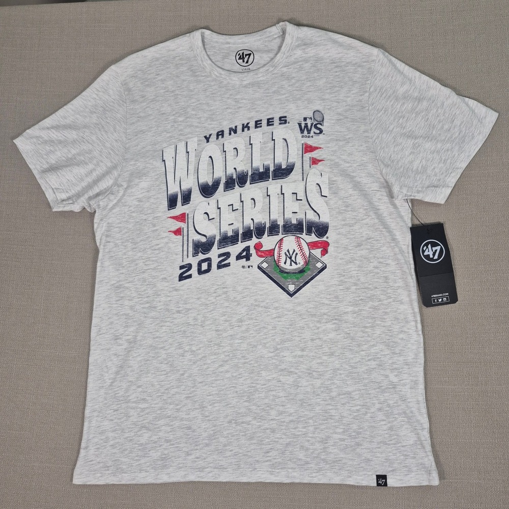 47 Brand Mens New York Yankees 2024 World Series Gray Graphic T-Shirt Large NWT
